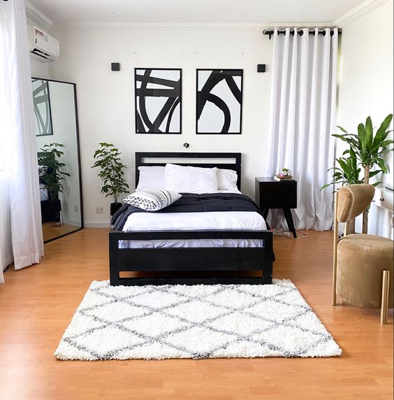 Natural Black and White Bedroom